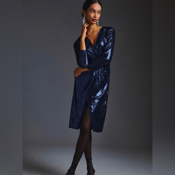 Anthropologie NWT twist front sequin dress